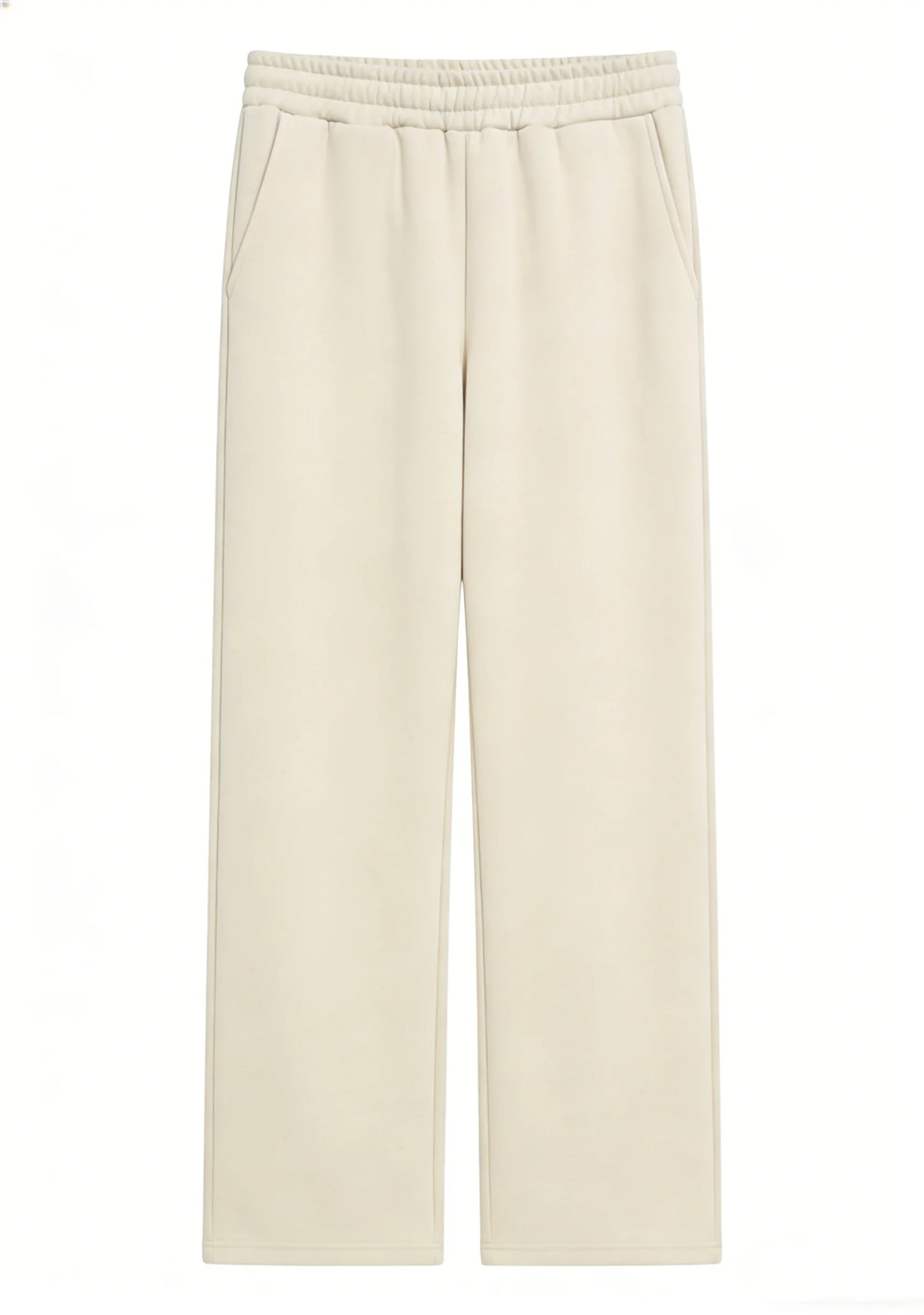 Men's wide-leg sweatpants in beige with elastic drawstring waistband