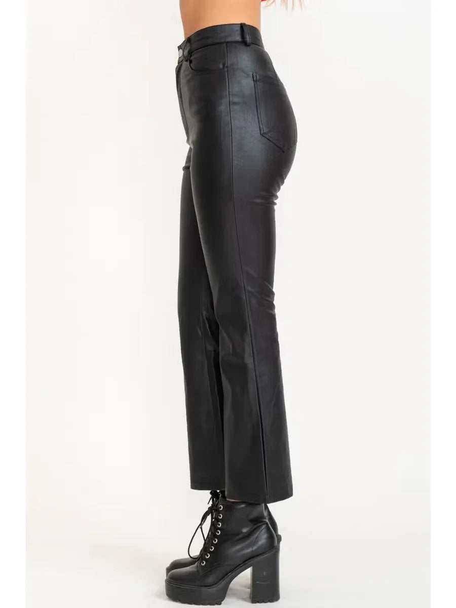 Black High-Waist Flared Trousers