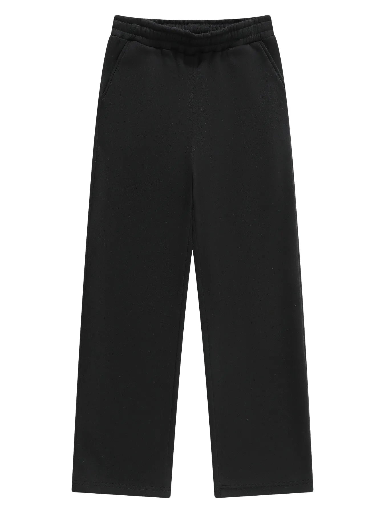 Men's wide-leg sweatpants in black with elastic drawstring waistband
