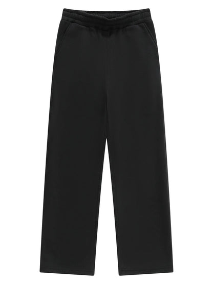 Men's wide-leg sweatpants in black with elastic drawstring waistband