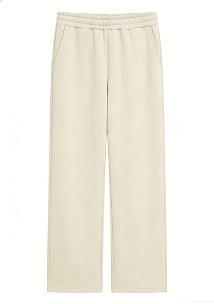 Men's wide-leg sweatpants in beige with elastic drawstring waistband