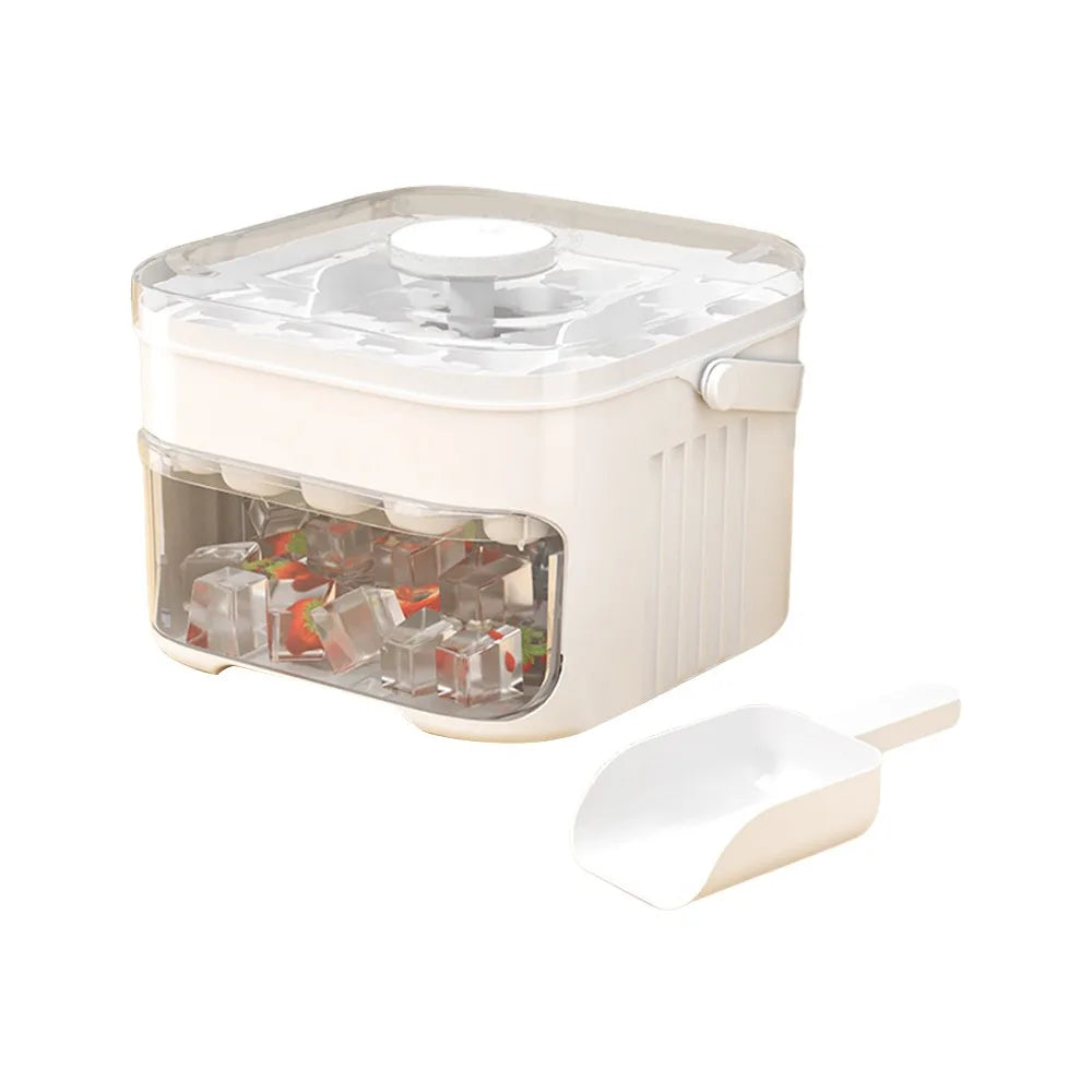 50-Cube Ice Maker with Easy-Press Lid - Double-Layer Ice Tray & Storage Box