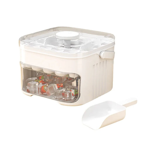 50-Cube Ice Maker with Easy-Press Lid - Double-Layer Ice Tray & Storage Box