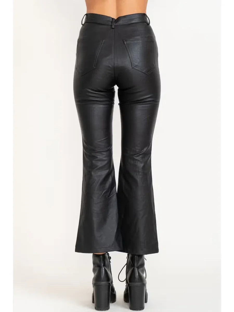 Black High-Waist Flared Trousers