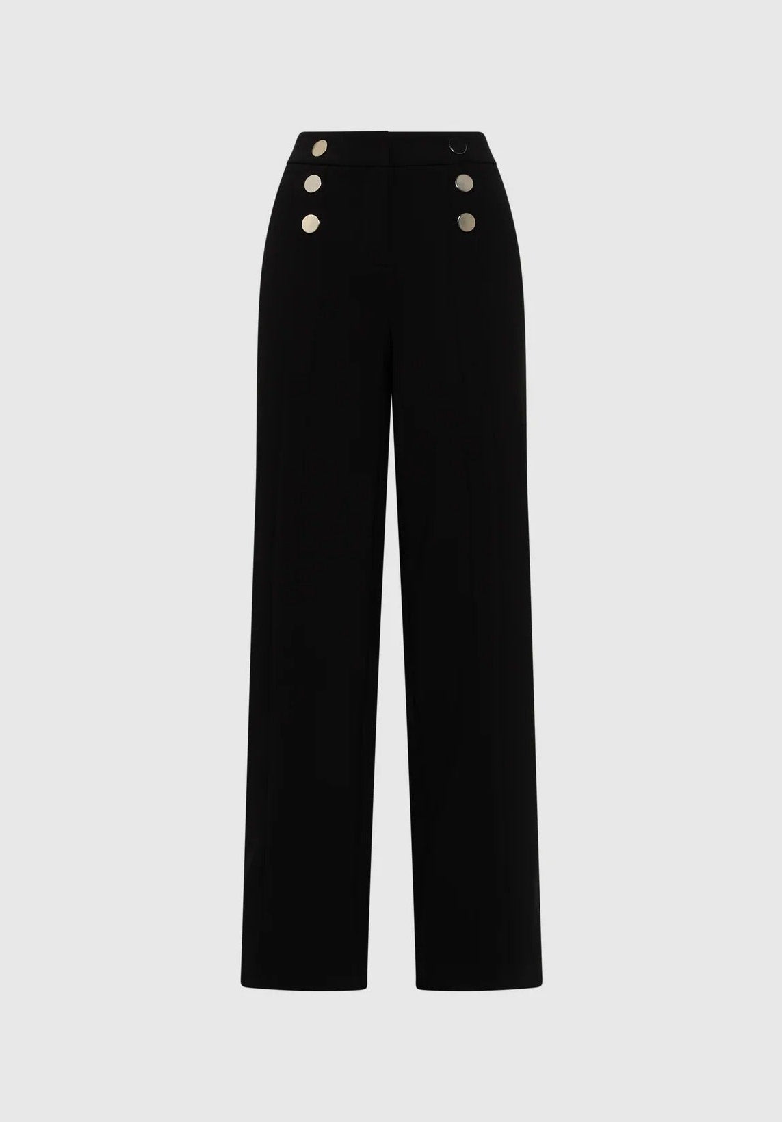 Black High-Waist Wide-Leg Trousers with Button Details