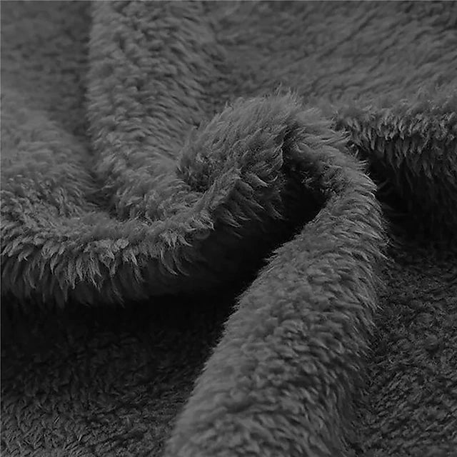 Textured dark fleece lining fabric with thick pile and soft, plush surface