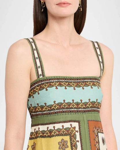 Multicolor Patchwork Print Sleeveless Maxi Dress