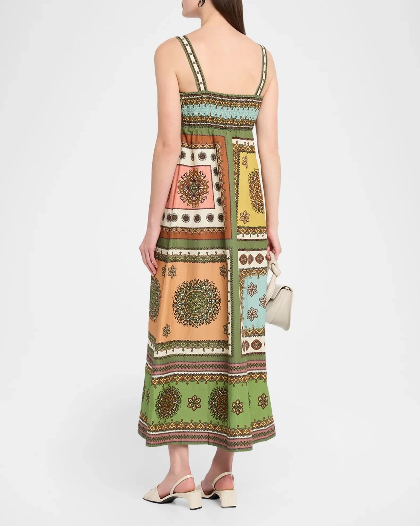 Multicolor Patchwork Print Sleeveless Maxi Dress