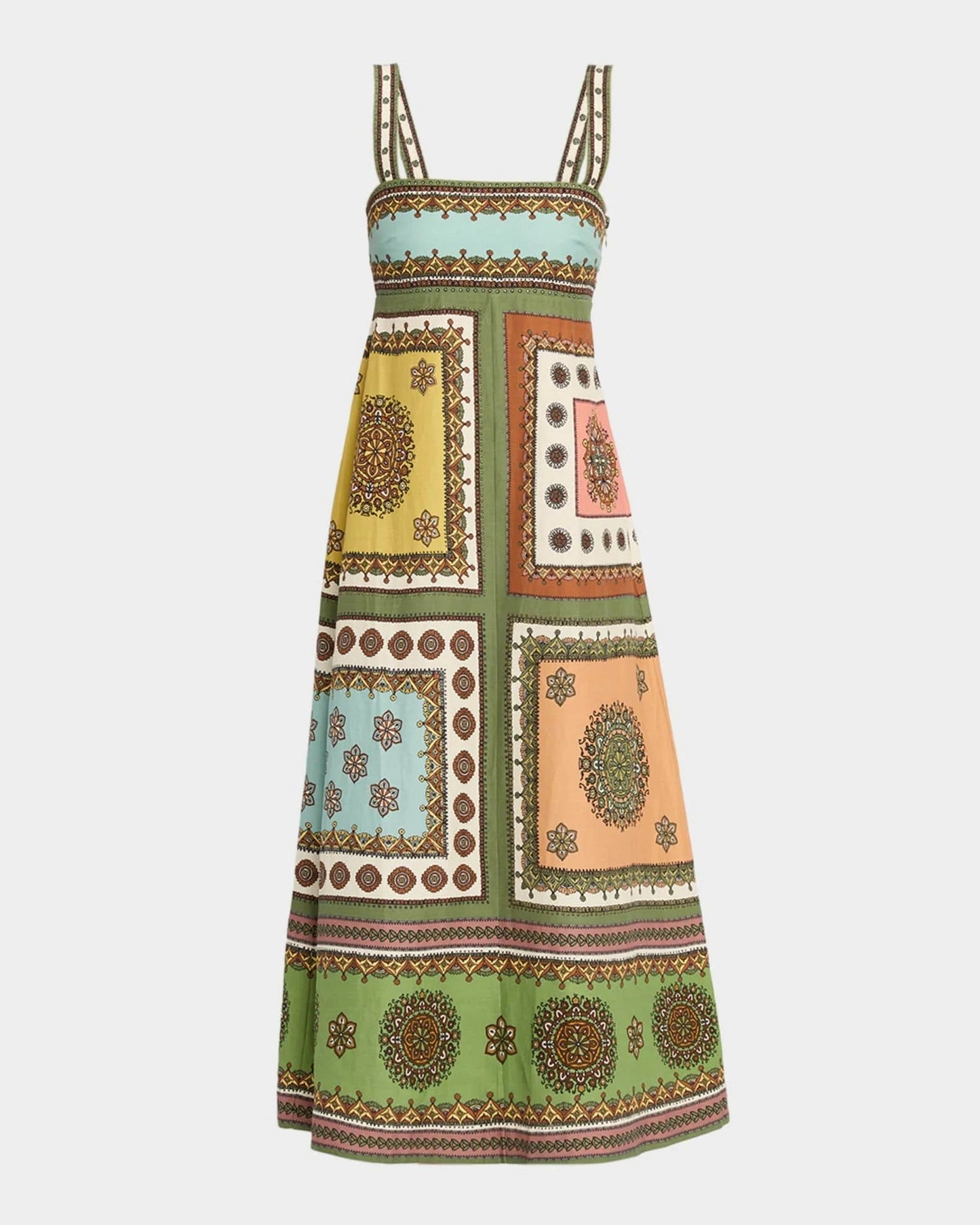 Multicolor Patchwork Print Sleeveless Maxi Dress