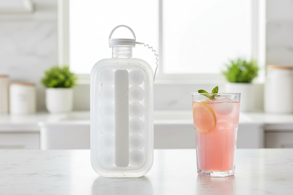 Portable 2-in-1 Ice Ball Maker Water Bottle - Folding Silicone Ice Cube Mold