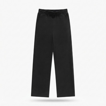 Men's wide-leg sweatpants with drawstring, straight wide cut, dark black