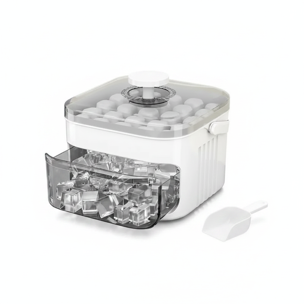50-Grid Ice Cube Tray with Lid - Double-Layer Reusable Ice Mold & Storage Box
