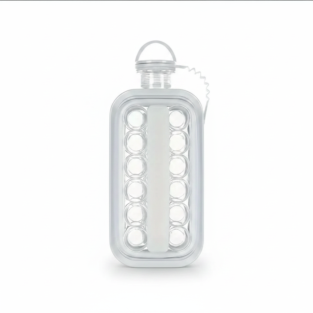 Portable 2-in-1 Ice Ball Maker Water Bottle - Folding Silicone Ice Cube Mold