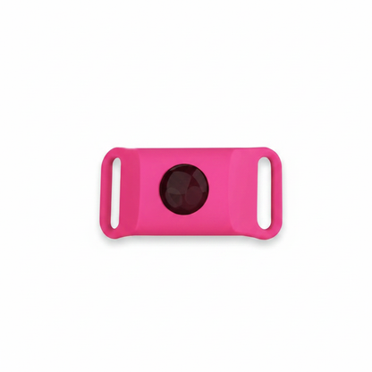 Pink flea and tick collar pendant tag with circular dark center